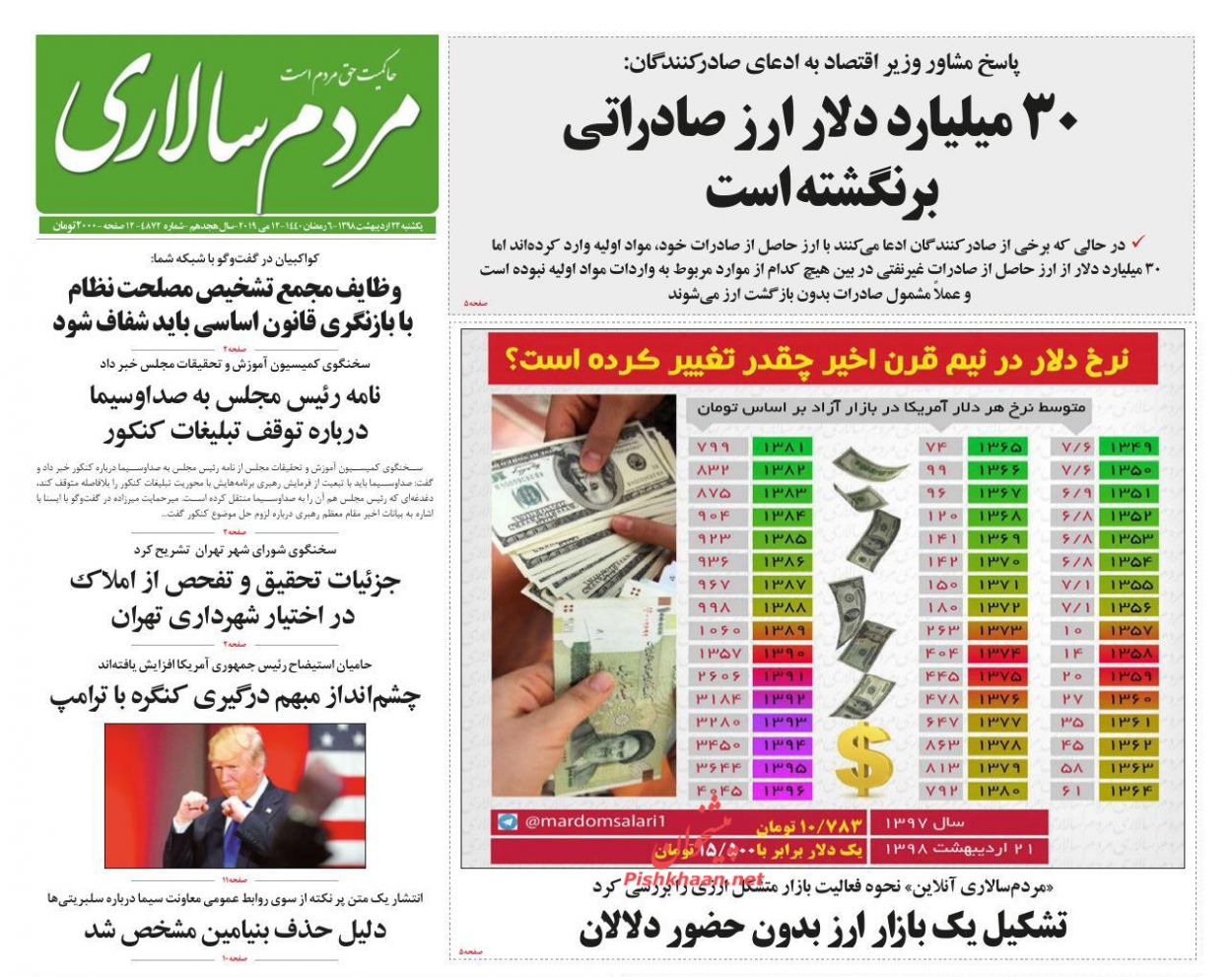 عناوین اخبار روزنامه مردم سالاری در روز یکشنبه‌ ۲۲ اردیبهشت : 