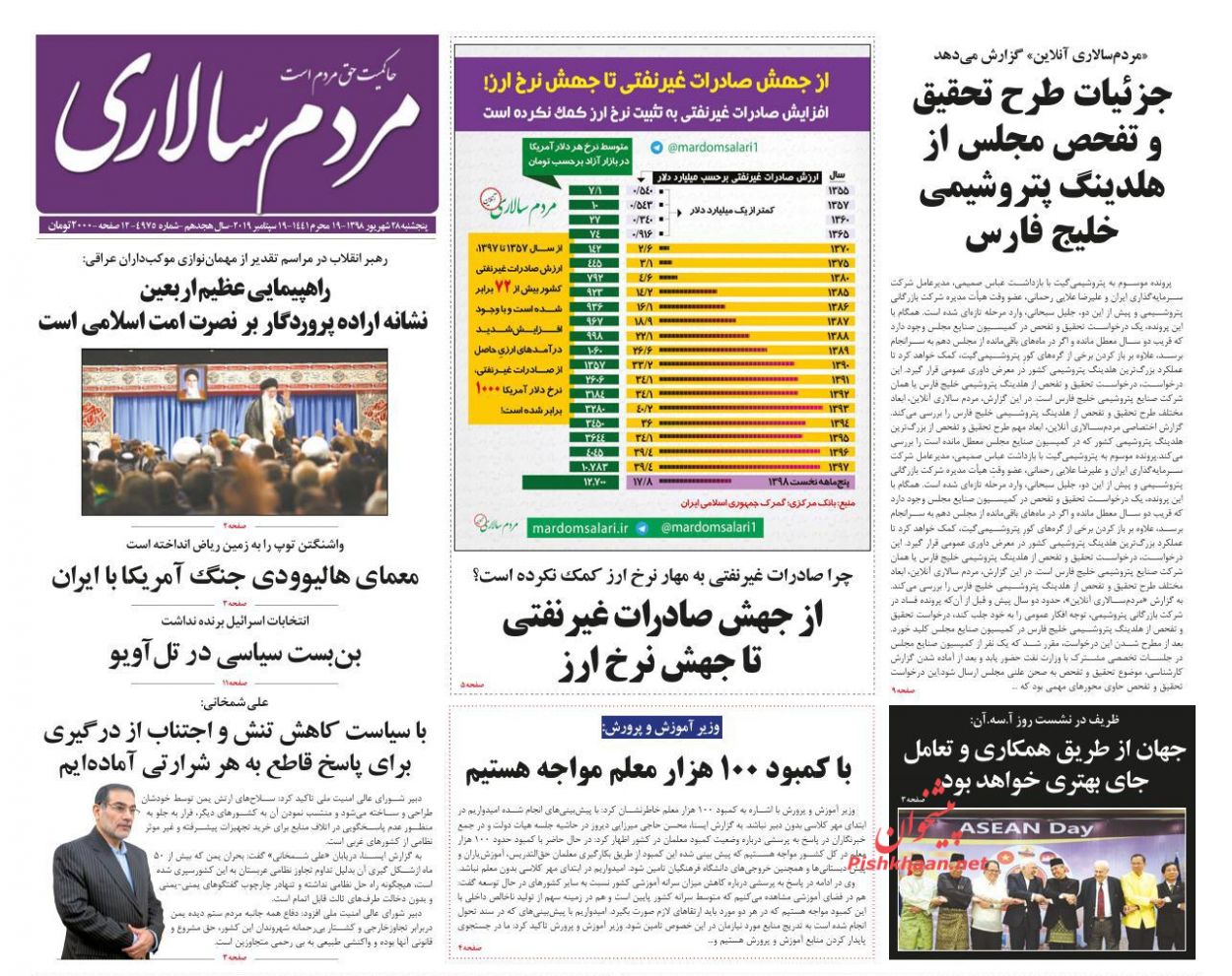 عناوین اخبار روزنامه مردم سالاری در روز پنجشنبه ۲۸ شهریور : 